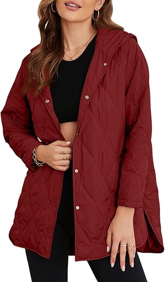 EVALESS Long Jackets for Women Fashion 2025 Winter Coat for Women Business Casual Diamond Quilted Hooded Lightweight Jackets