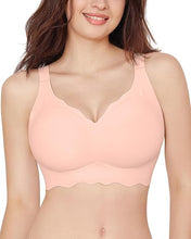 HORISUN Women's Seamless Bra Wavy Wireless Full Coverage Padded Smoothing No Underwire Comfort V Neck Bralettes with Support